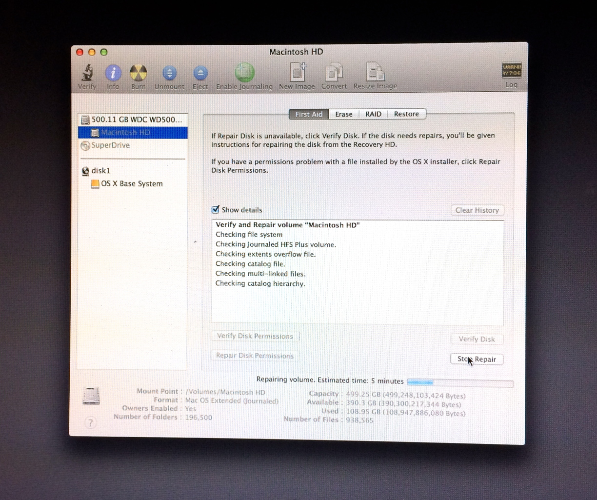 Restore Partition - Disk Utility