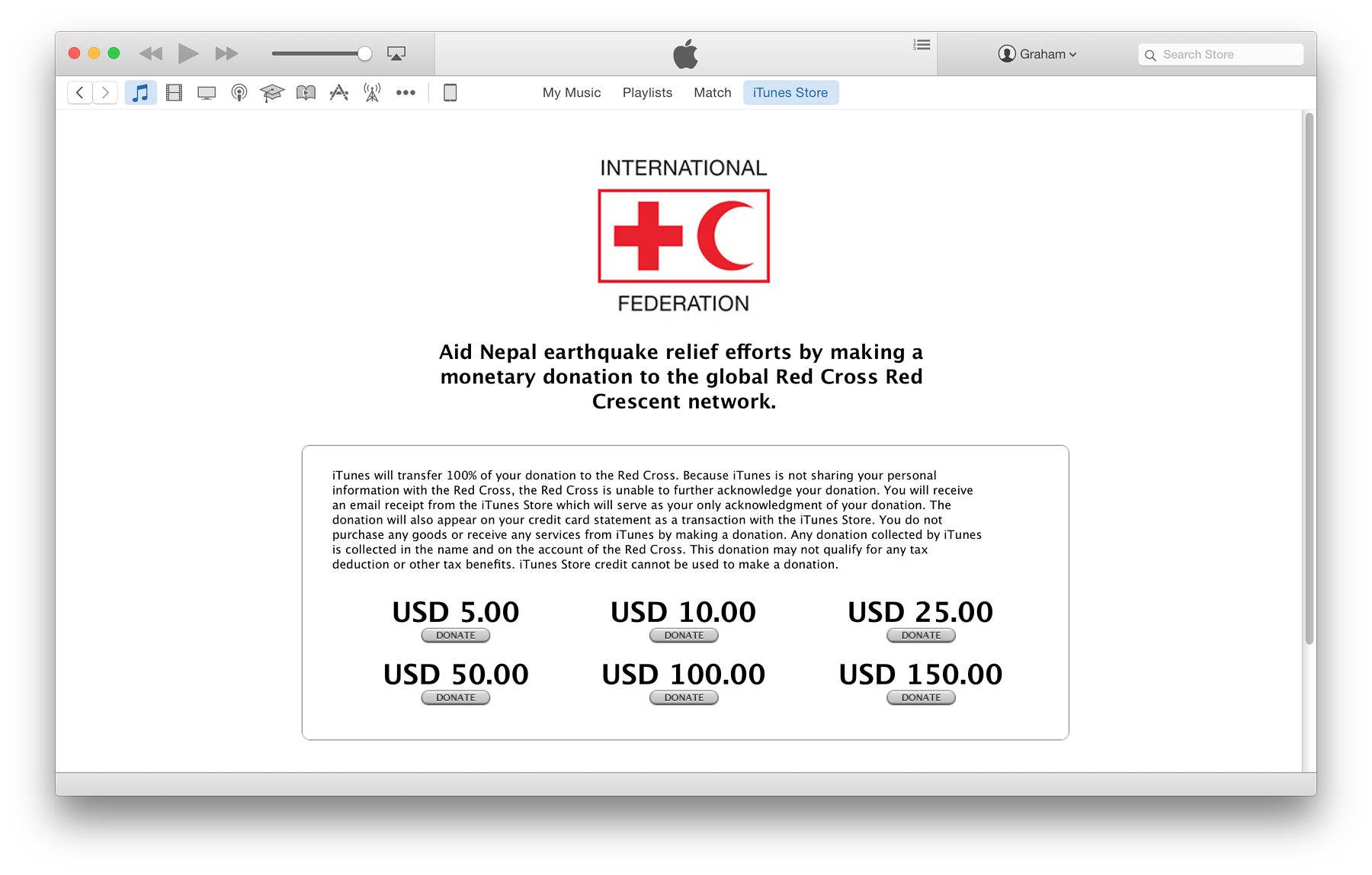IRC Donations iTunes Store
