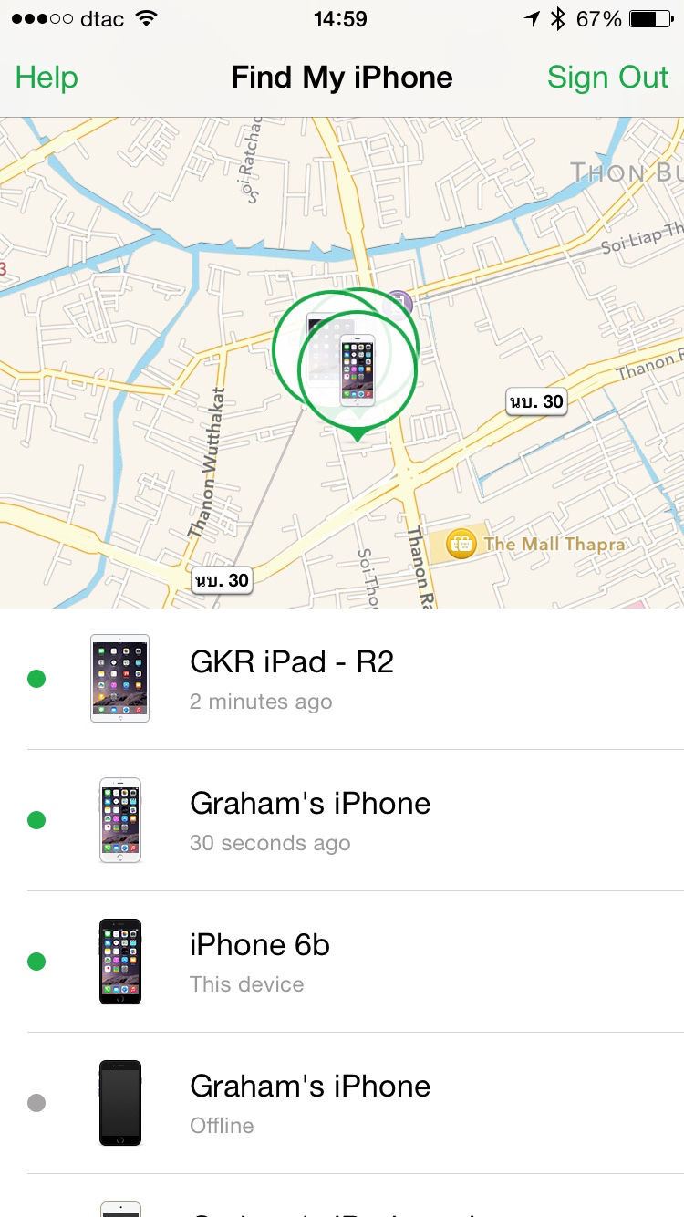 Find my iPhone - devices