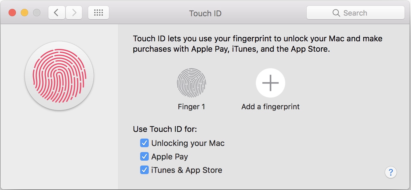 Touch ID Preferences