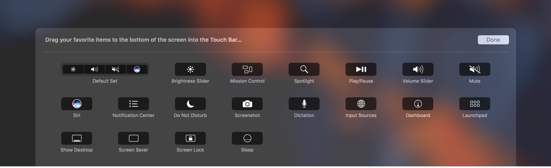 Touch Bar customizing
