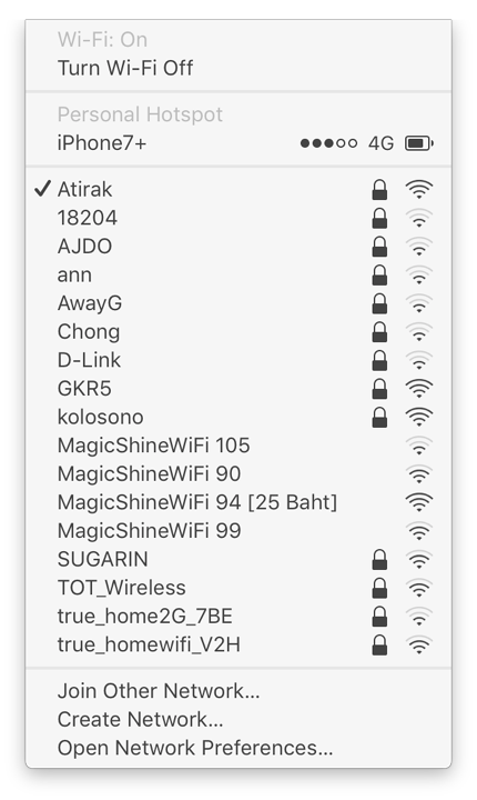 WiFi networks - menubar