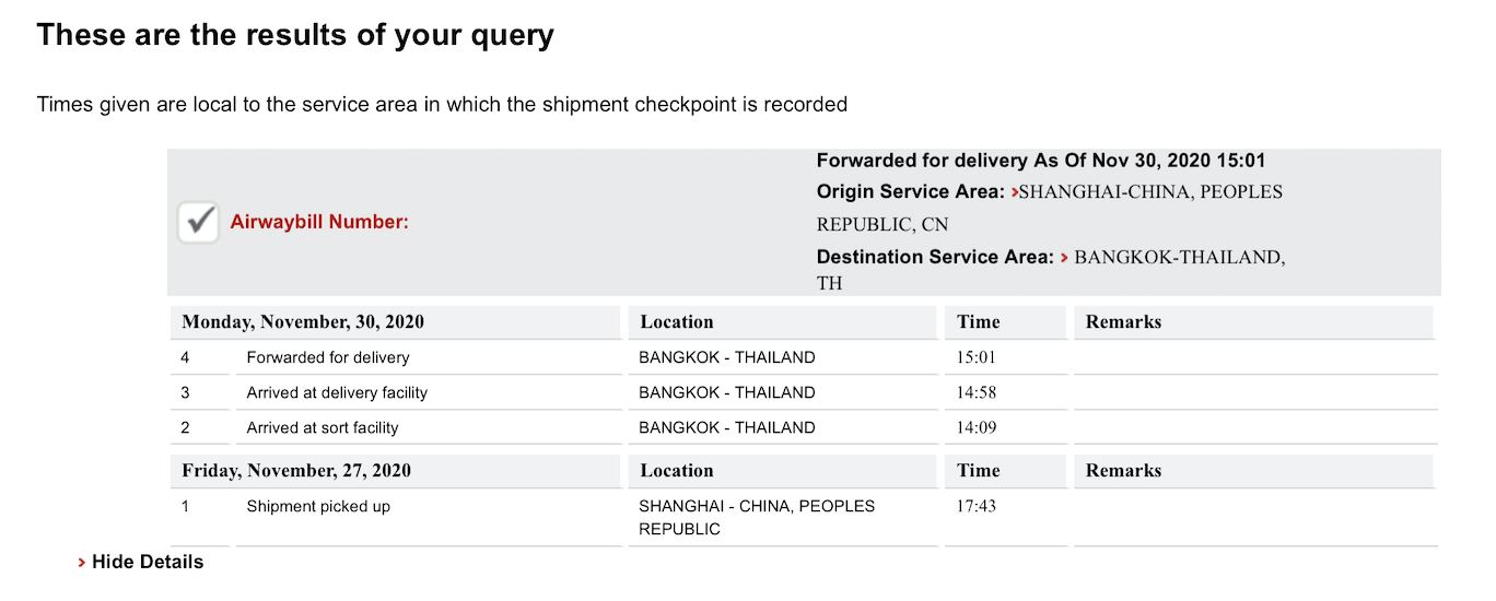 Delivery progress