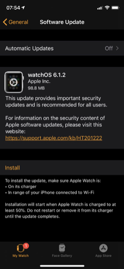 WatchOS update