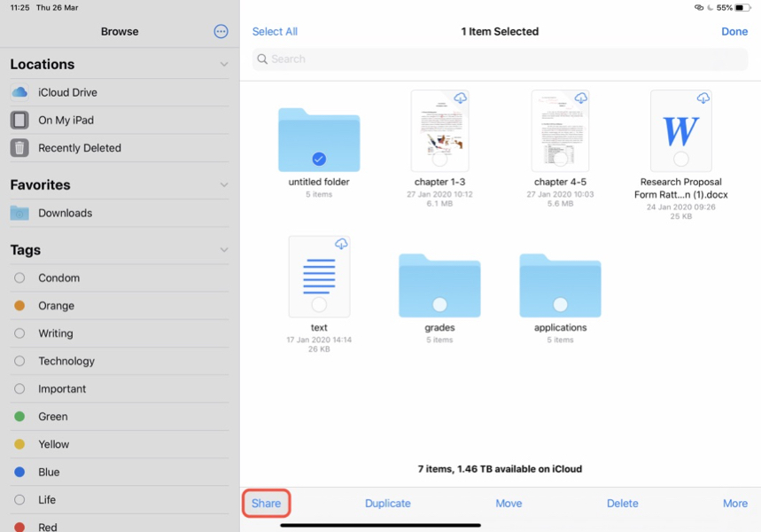 iCloud folder sharing