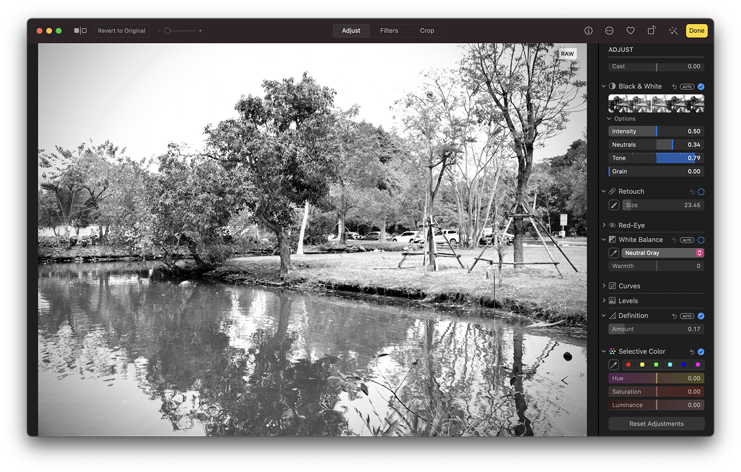 Adjusting B&W on the Mac