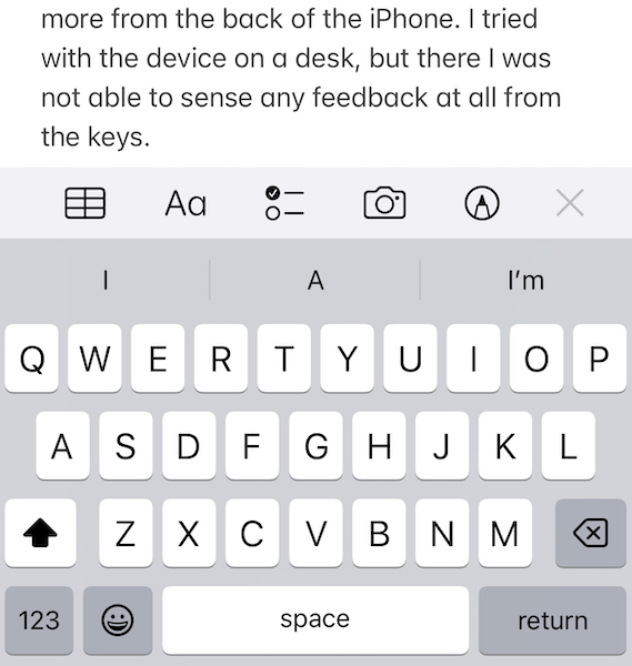 iPhone keypad - haptics