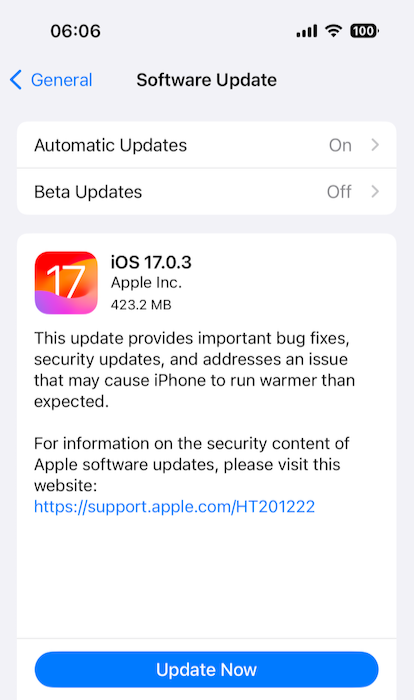 iPhone update