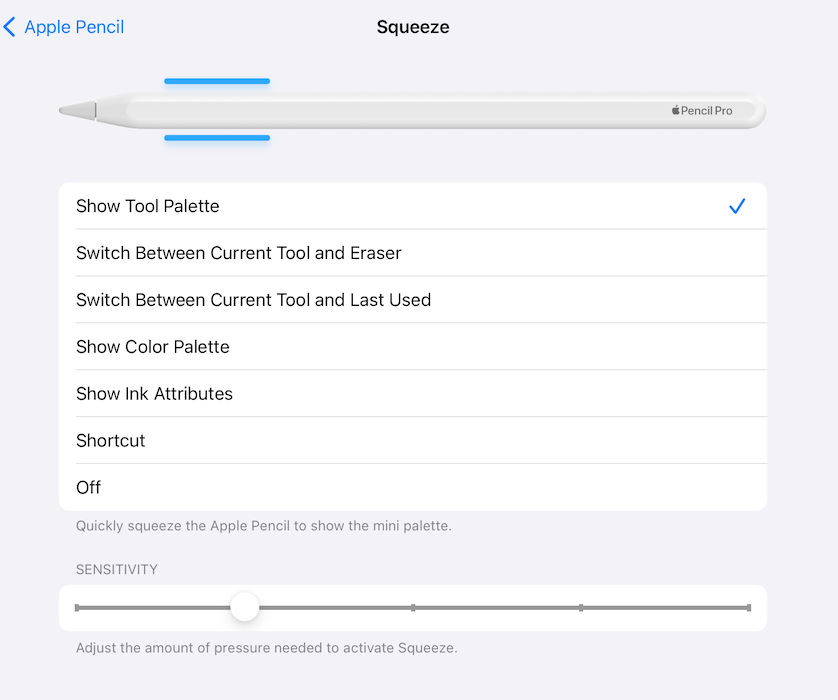 Apple Pencil Pro - Squeeze options