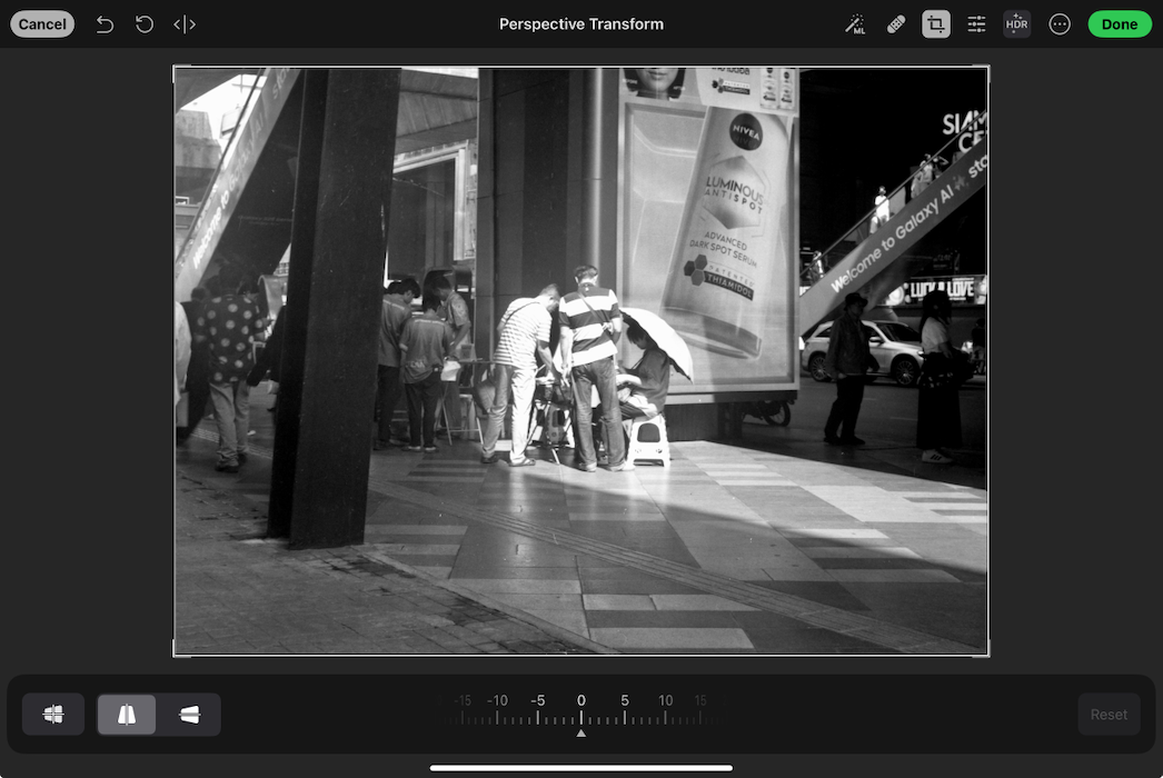 Editing in Photomator on iPad Pro