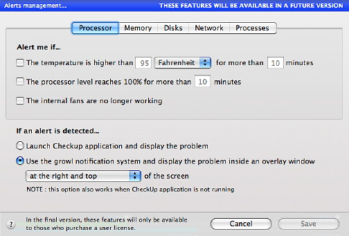 checkup tool panel