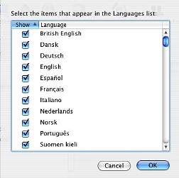 languages panel