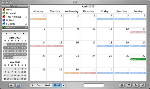 iCal screen