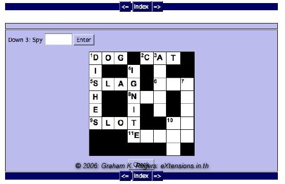 Hot Potatoes crossword panel