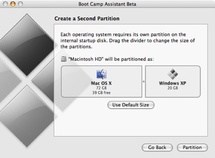 default mac os for bootcamp