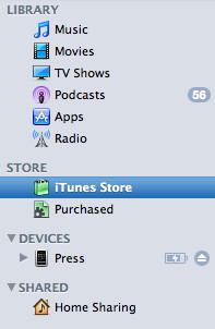 iTunes sidebar