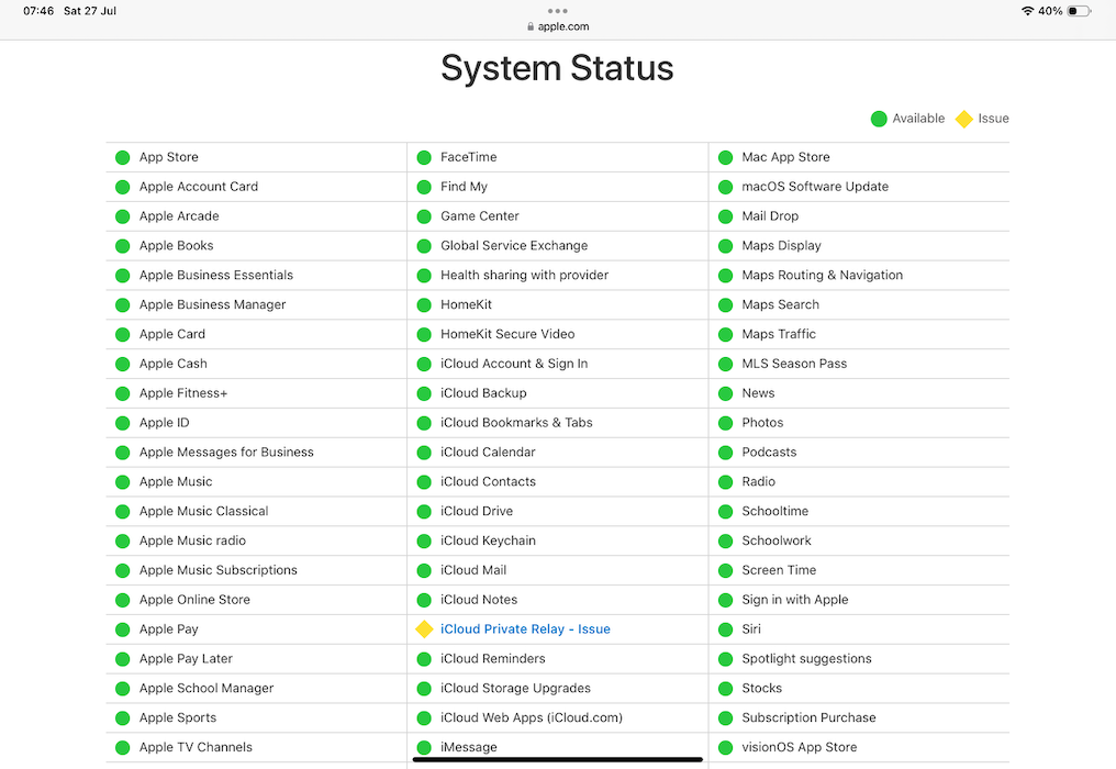 Apple System Status