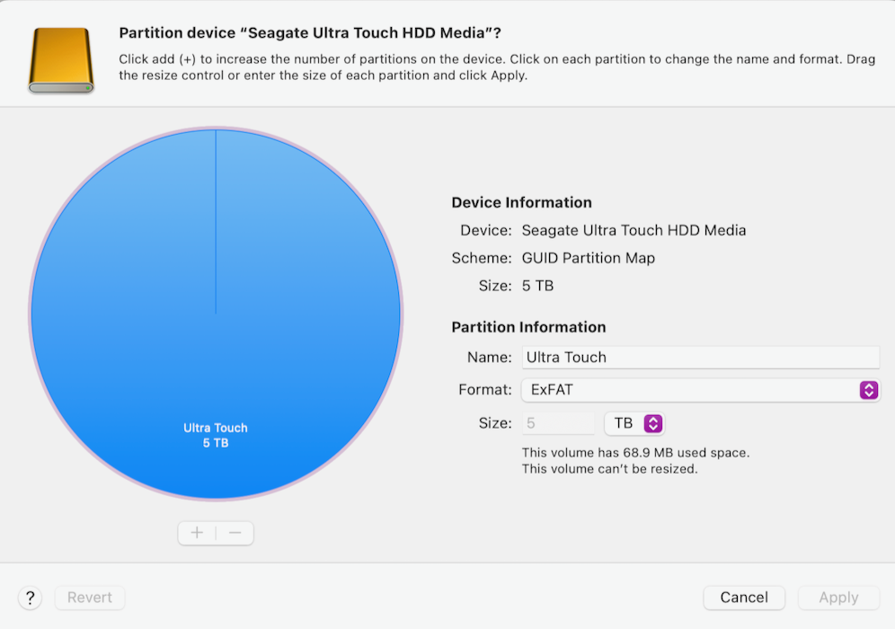 repartitioning %g Seagate HD