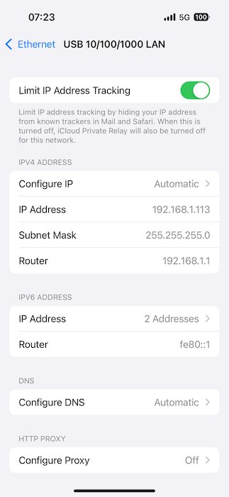 ethernet on the iPhone