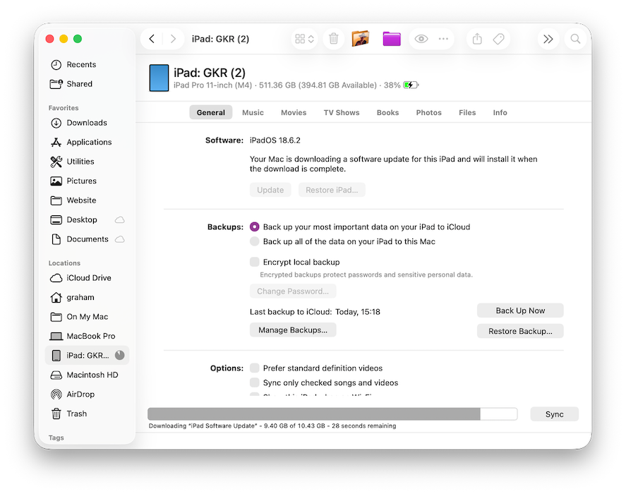 iPad update via Mac