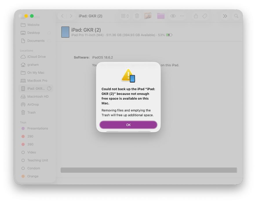iPad update via Mac